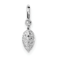 14K White Gold Diamond-cut Heart Spring Ring Charm Pendant-C4829
