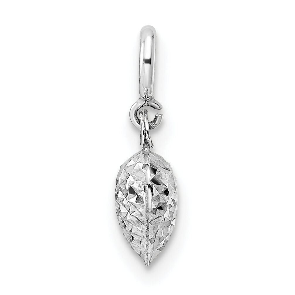 14K White Gold Diamond-cut Heart Spring Ring Charm Pendant-C4829