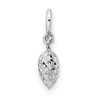14K White Gold Diamond-cut Heart Spring Ring Charm Pendant-C4829