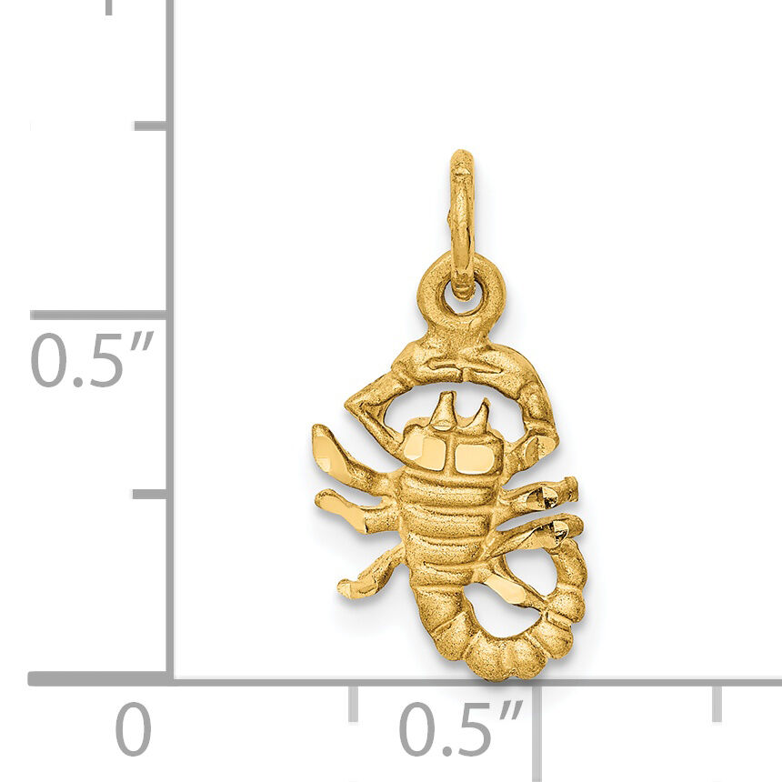 14k Satin Diamond-cut Scorpio Zodiac Charm-C483