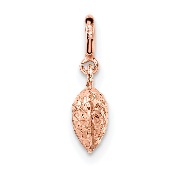 14K Rose Gold Diamond-cut Heart W/Spring Ring Charm Pendant-C4830