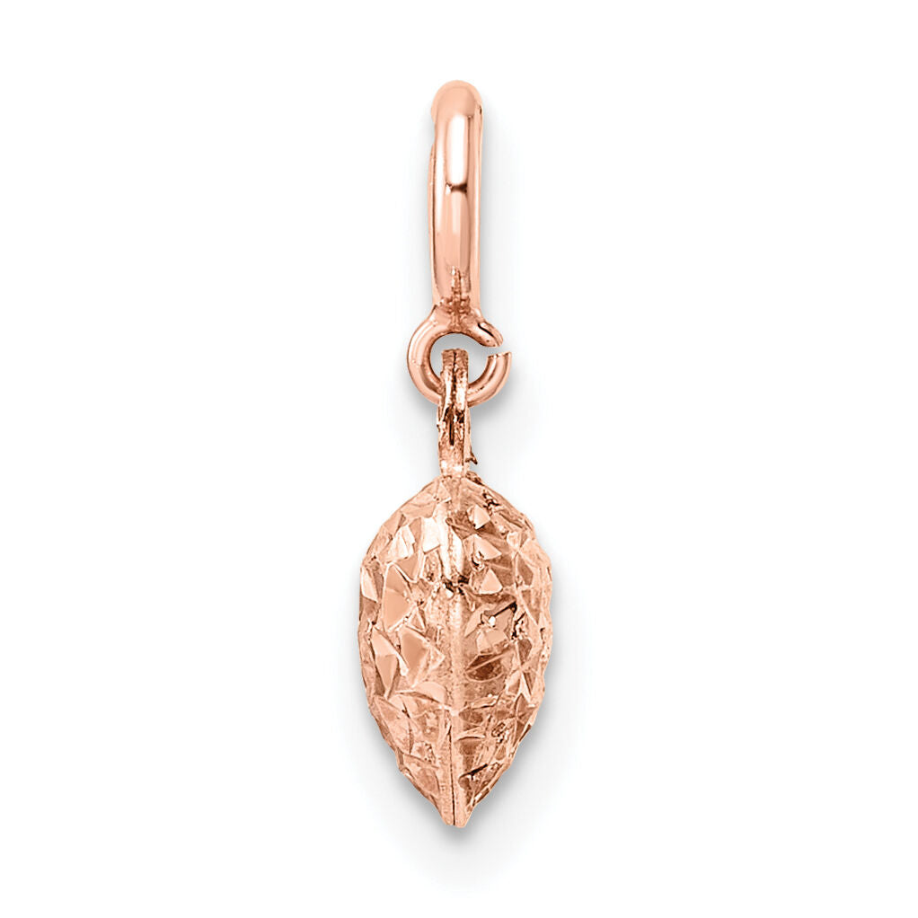 14K Rose Gold Diamond-cut Heart W/Spring Ring Charm Pendant-C4830