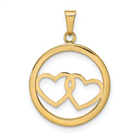 14K Polished Double Heart in Circle Pendant-C4831
