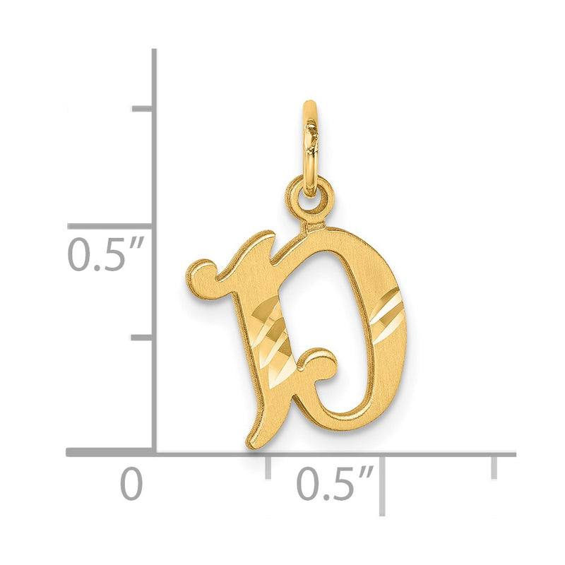 14K Diamond-cut Letter E Initial Charm-C4833D