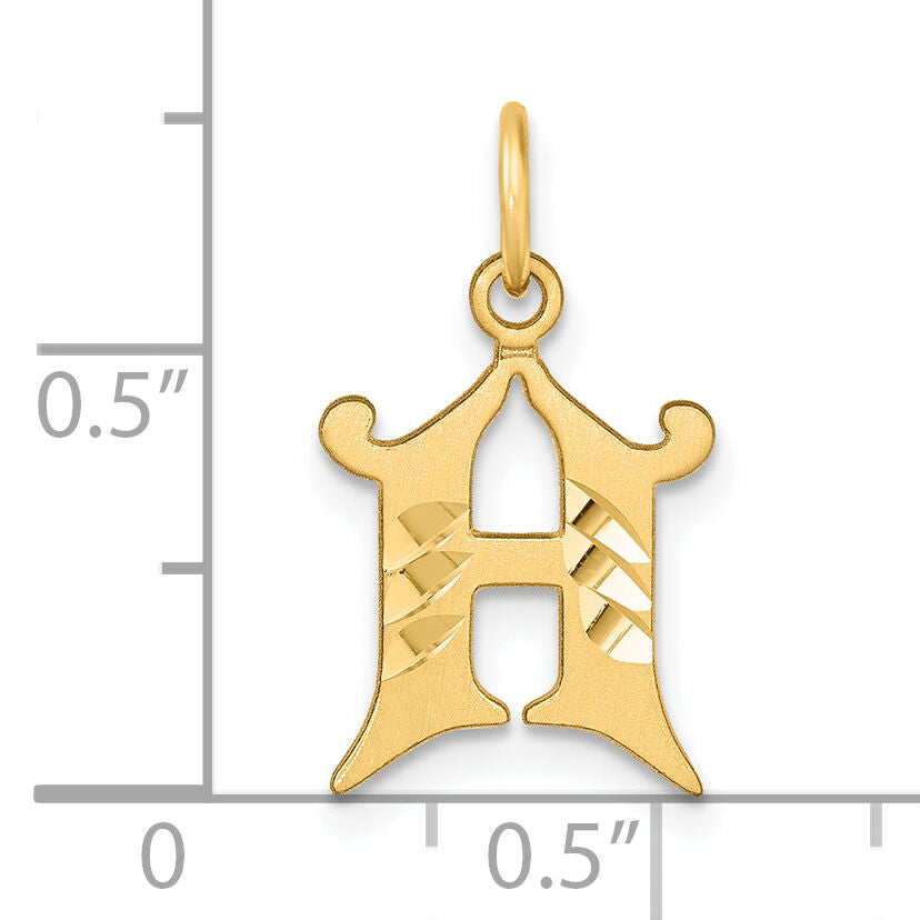 14K Diamond-cut Letter H Initial Charm-C4833H
