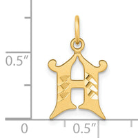 14K Diamond-cut Letter H Initial Charm-C4833H