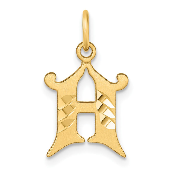 14K Diamond-cut Letter H Initial Charm-C4833H