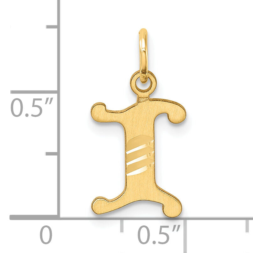 14K Diamond-cut Letter I Initial Charm-C4833I