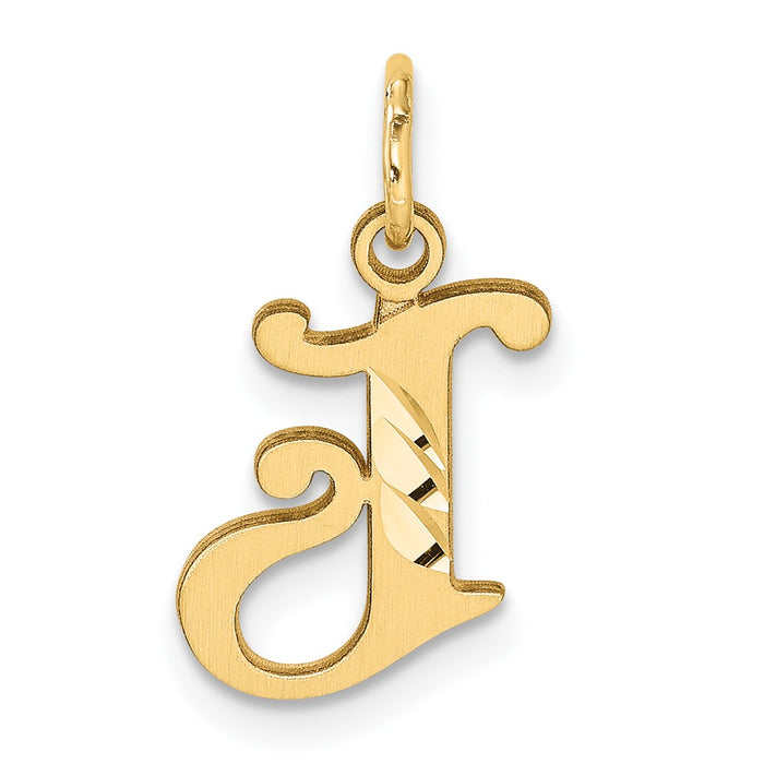 14K Diamond-cut Letter J Initial Charm-C4833J