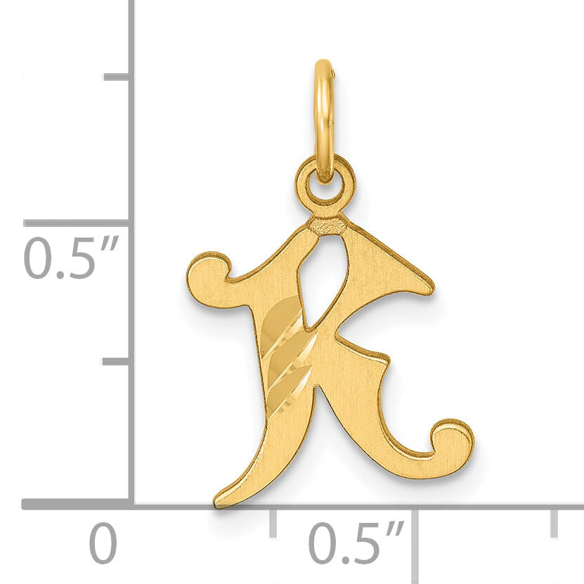 14K Diamond-cut Letter K Initial Charm-C4833K