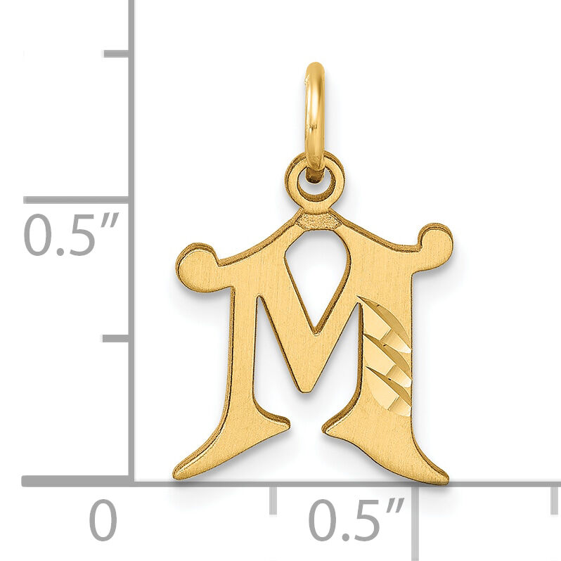 14K Diamond-cut Letter M Initial Charm-C4833M