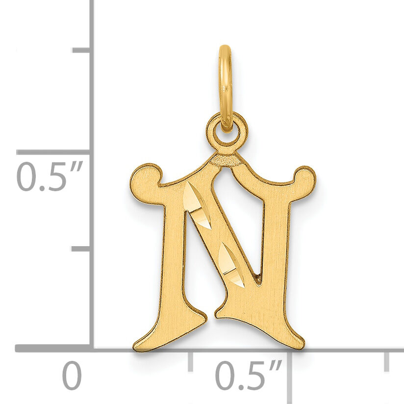 14K Diamond-cut Letter N Initial Charm-C4833N