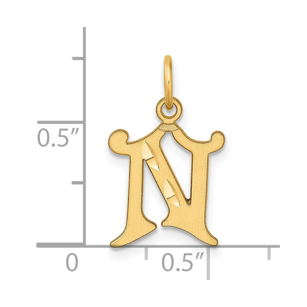 14K Diamond-cut Letter N Initial Charm-C4833N