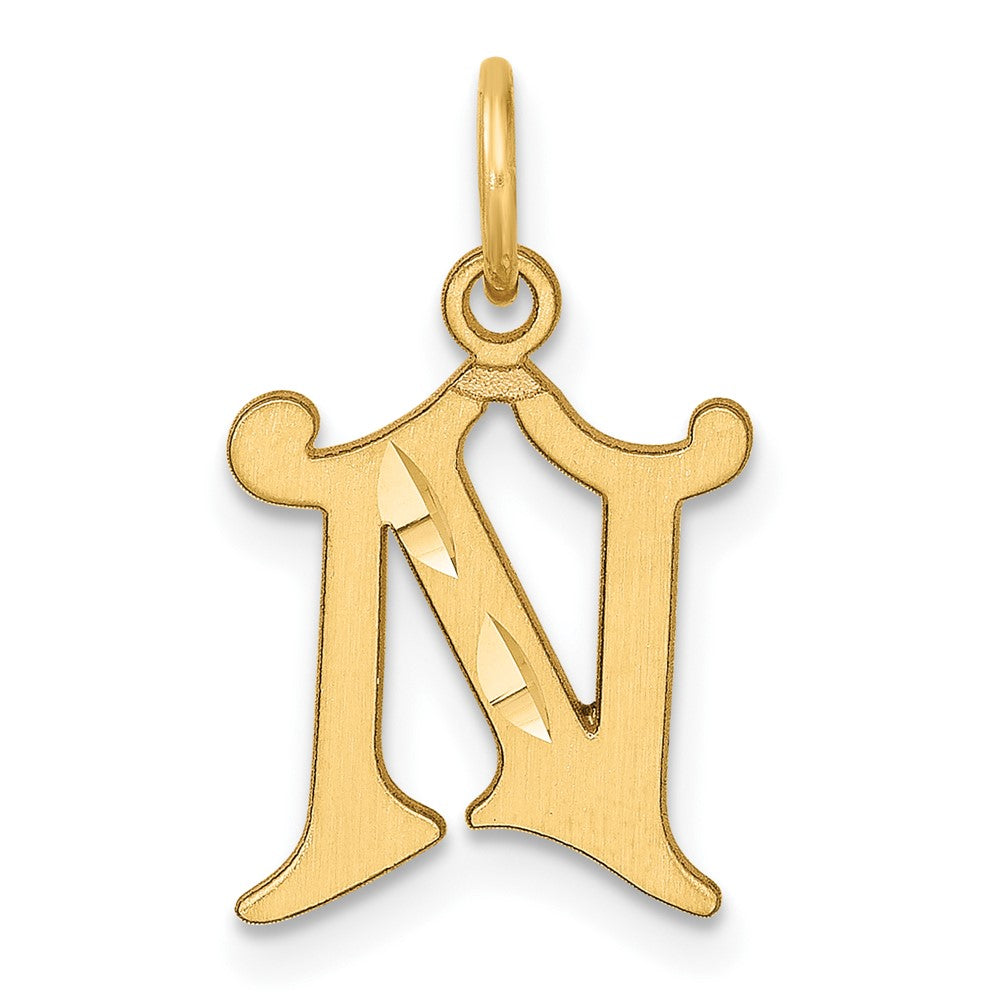 14K Diamond-cut Letter N Initial Charm-C4833N