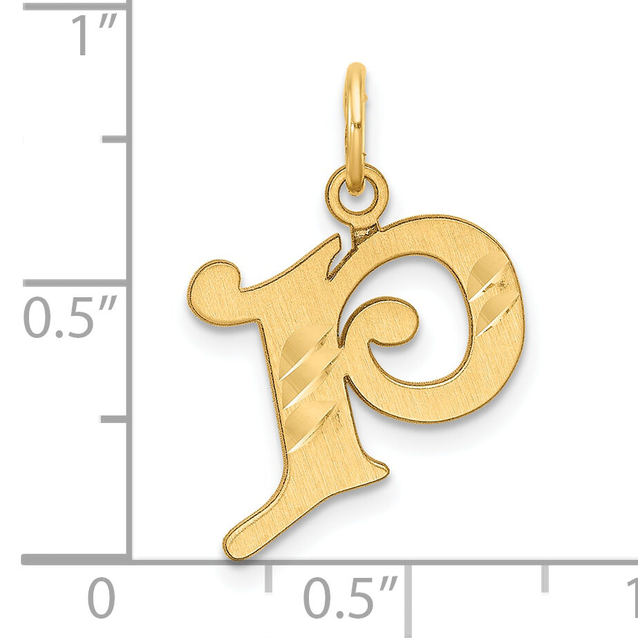 14K Diamond-cut Letter P Initial Charm-C4833P
