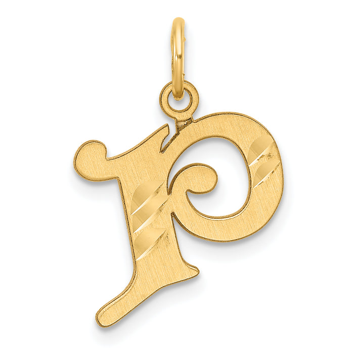 14K Diamond-cut Letter P Initial Charm-C4833P