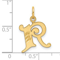 14K Diamond-cut Letter R Initial Charm-C4833R