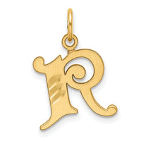 14K Diamond-cut Letter R Initial Charm-C4833R