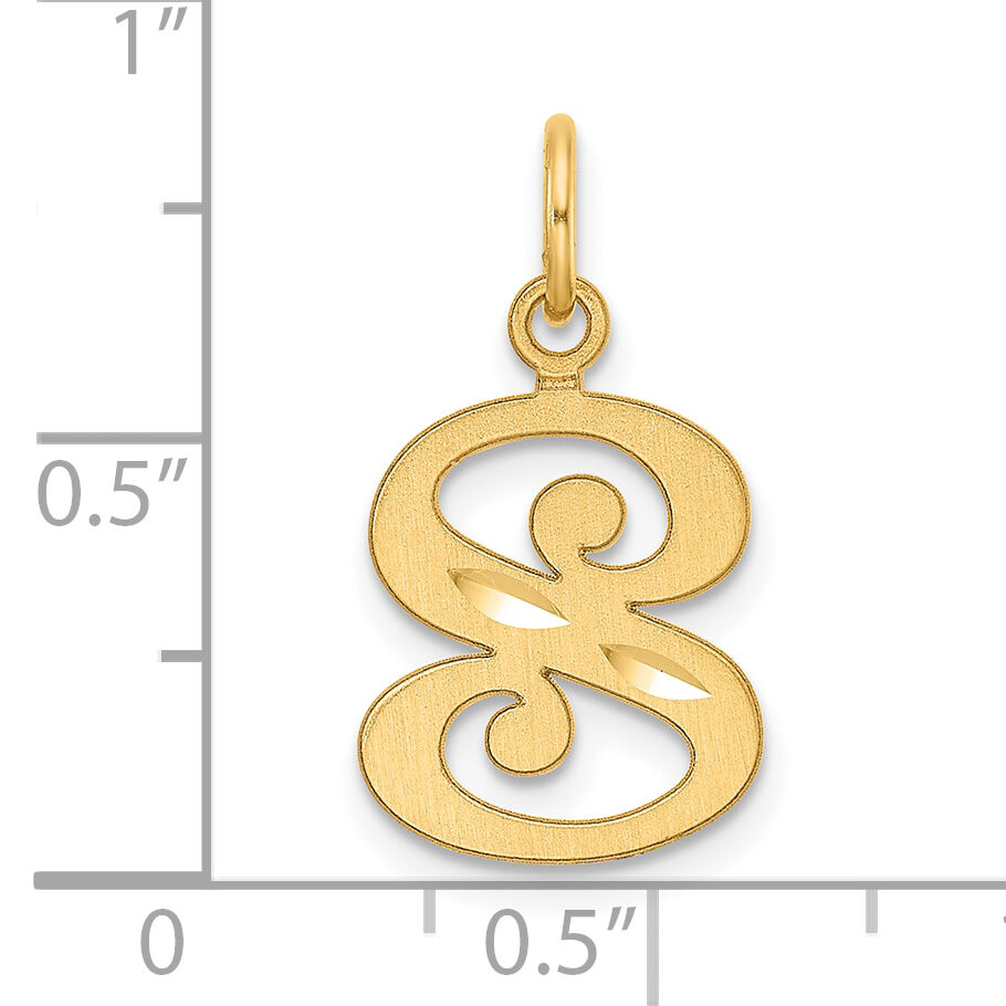 14K Diamond-cut Letter S Initial Charm-C4833S