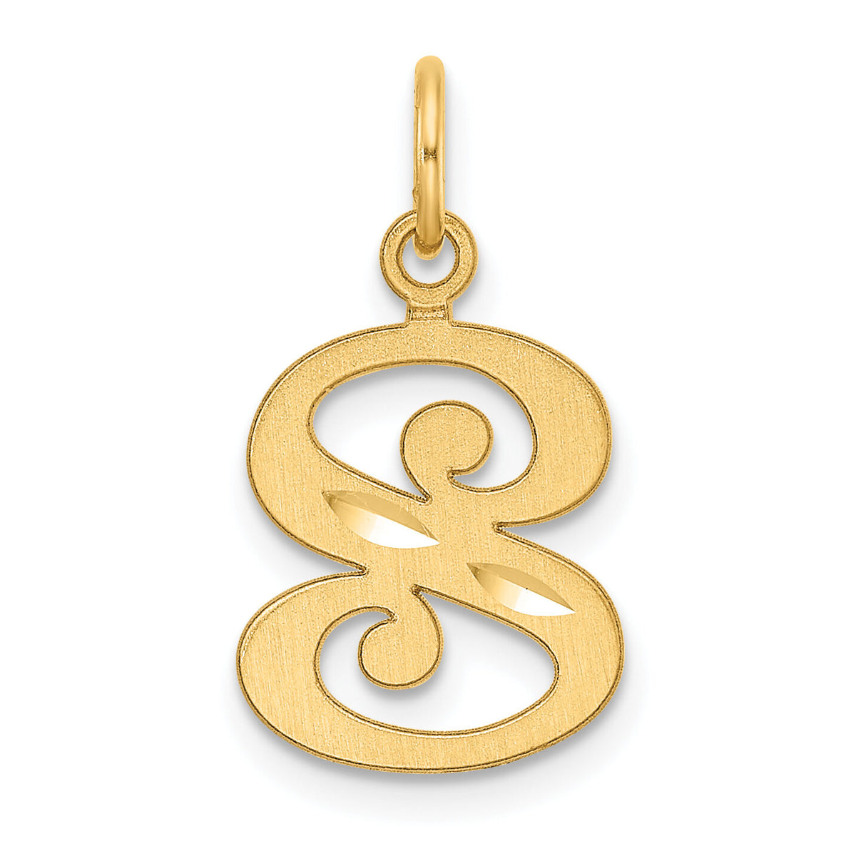 14K Diamond-cut Letter S Initial Charm-C4833S