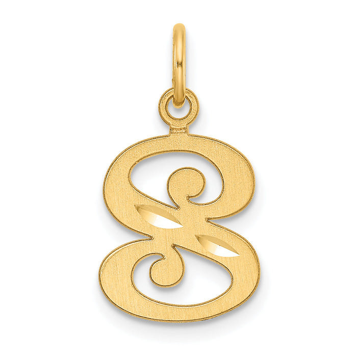 14K Diamond-cut Letter S Initial Charm-C4833S