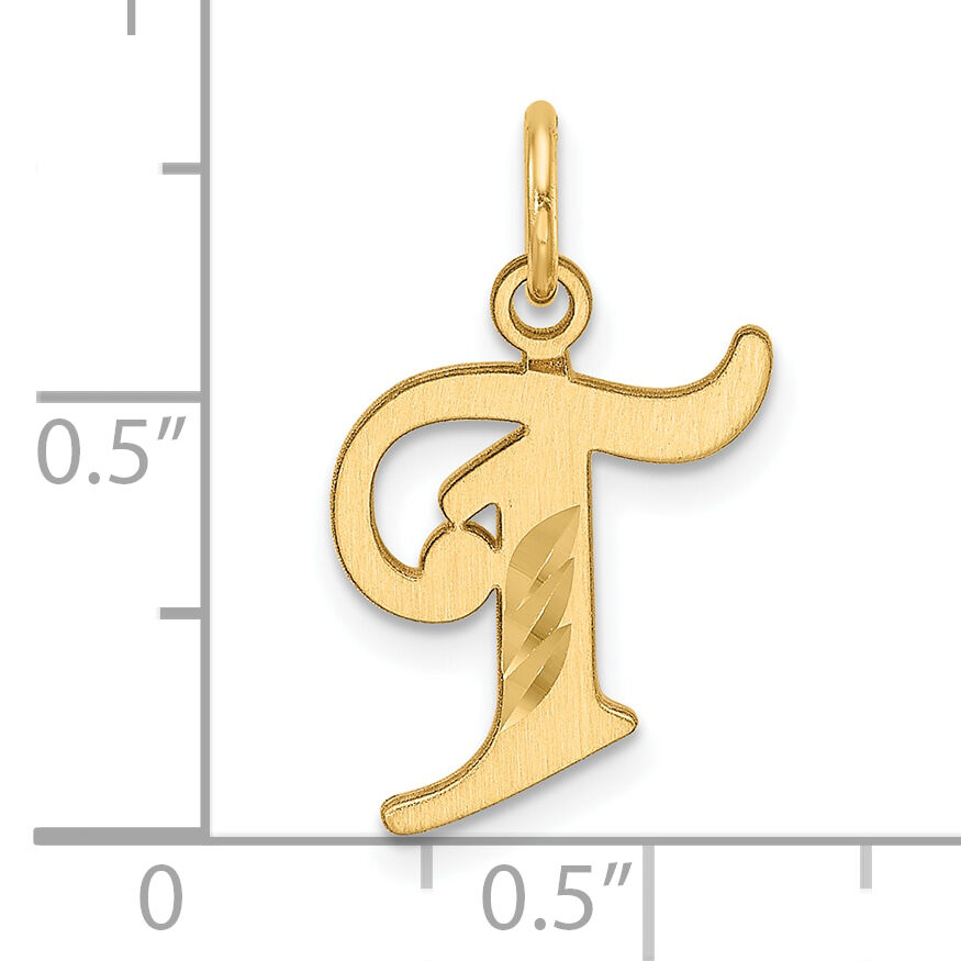 14K Diamond-cut Letter T Initial Charm-C4833T