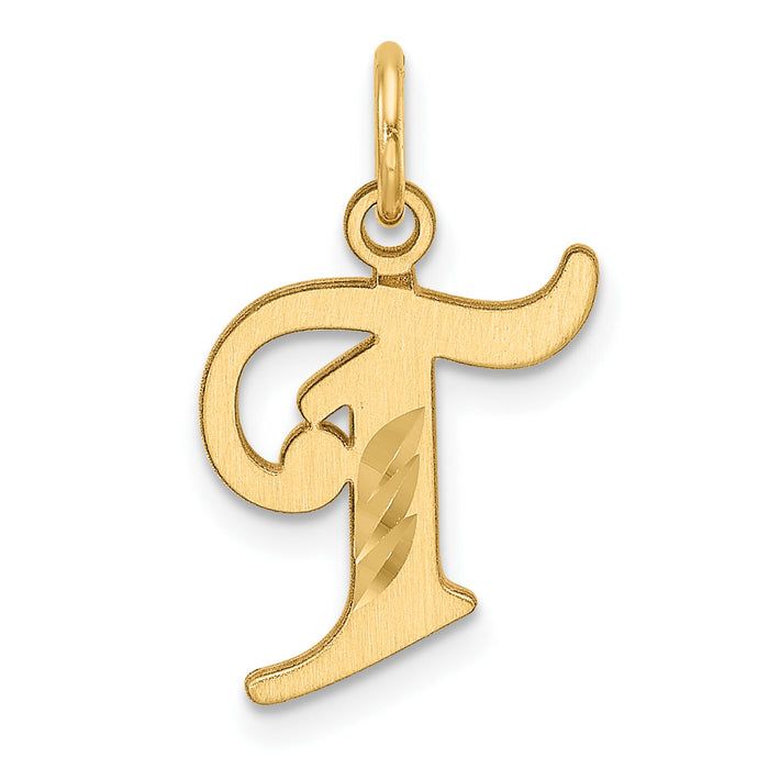 14K Diamond-cut Letter T Initial Charm-C4833T
