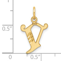 14K Diamond-cut Letter V Initial Charm-C4833V