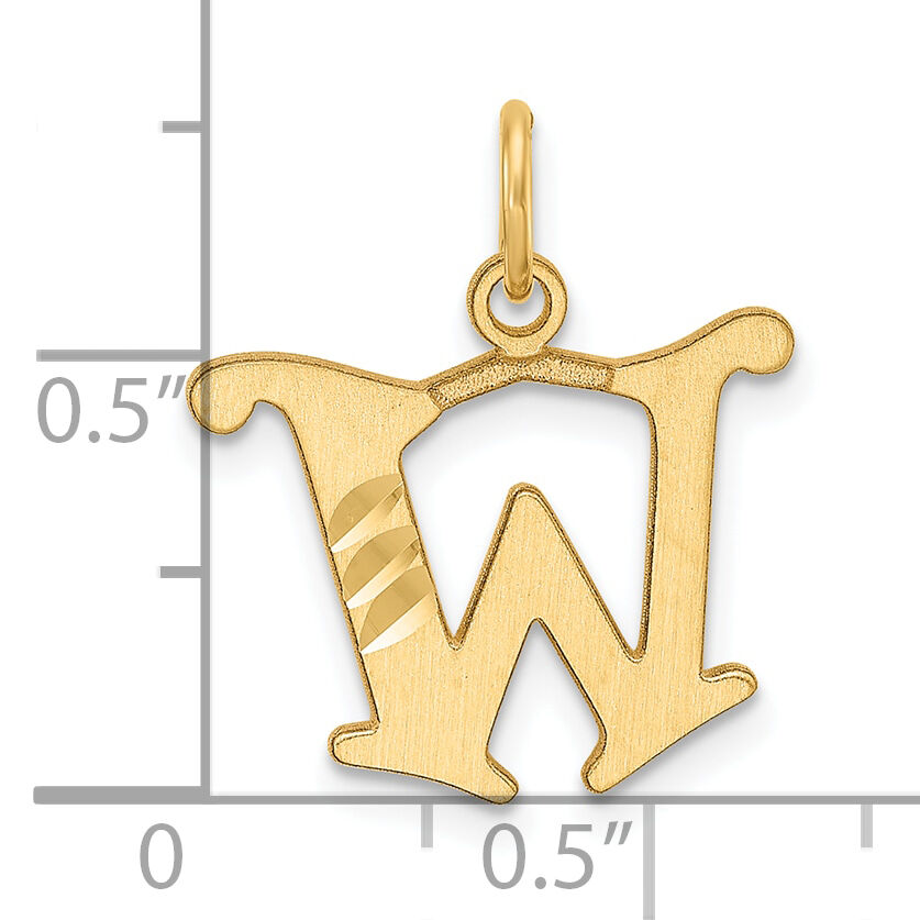 14K Diamond-cut Letter W Initial Charm-C4833W