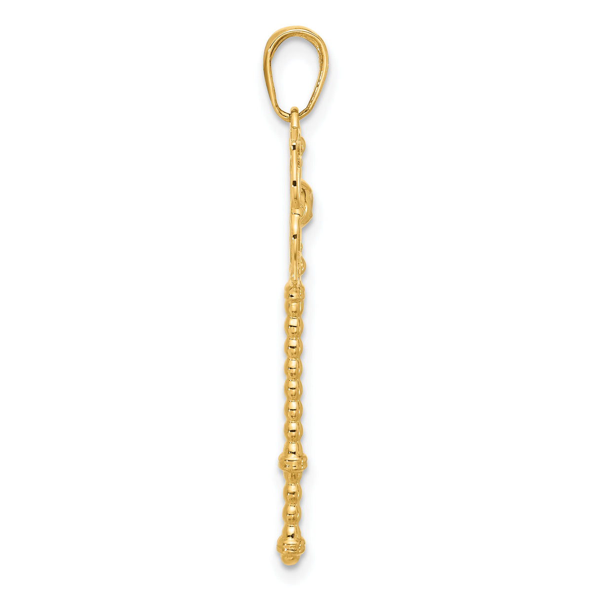 14k and White Rhodium D/C Floral Key Pendant-C4836