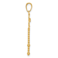 14k and White Rhodium D/C Floral Key Pendant-C4836