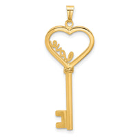 14K Polished LOVE Heart Key Pendant-C4837