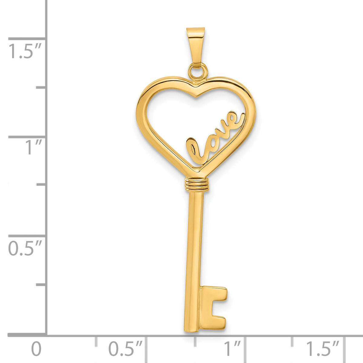 14K Polished LOVE Heart Key Pendant-C4837