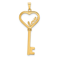 14K Polished LOVE Heart Key Pendant-C4837