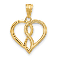 14K with White Rhodium Diamond-cut Infinity Heart Pendant-C4840