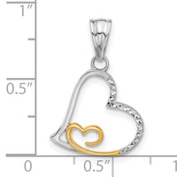 14K Two-tone Diamond-cut Hearts Pendant-C4843