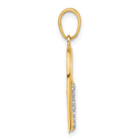 14K and White Rhodium Diamond-cut Cross in Heart Pendant-C4846