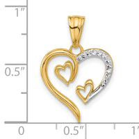14K with White Rhodium Diamond-cut Open Hearts Pendant-C4849