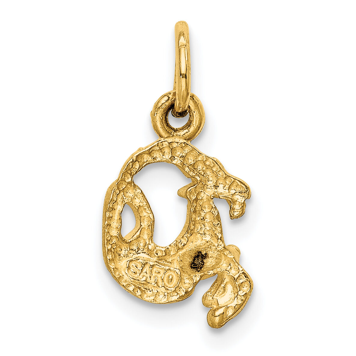 14k Satin Diamond-cut Capricorn Zodiac Charm-C485