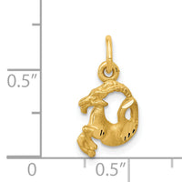 14k Satin Diamond-cut Capricorn Zodiac Charm-C485