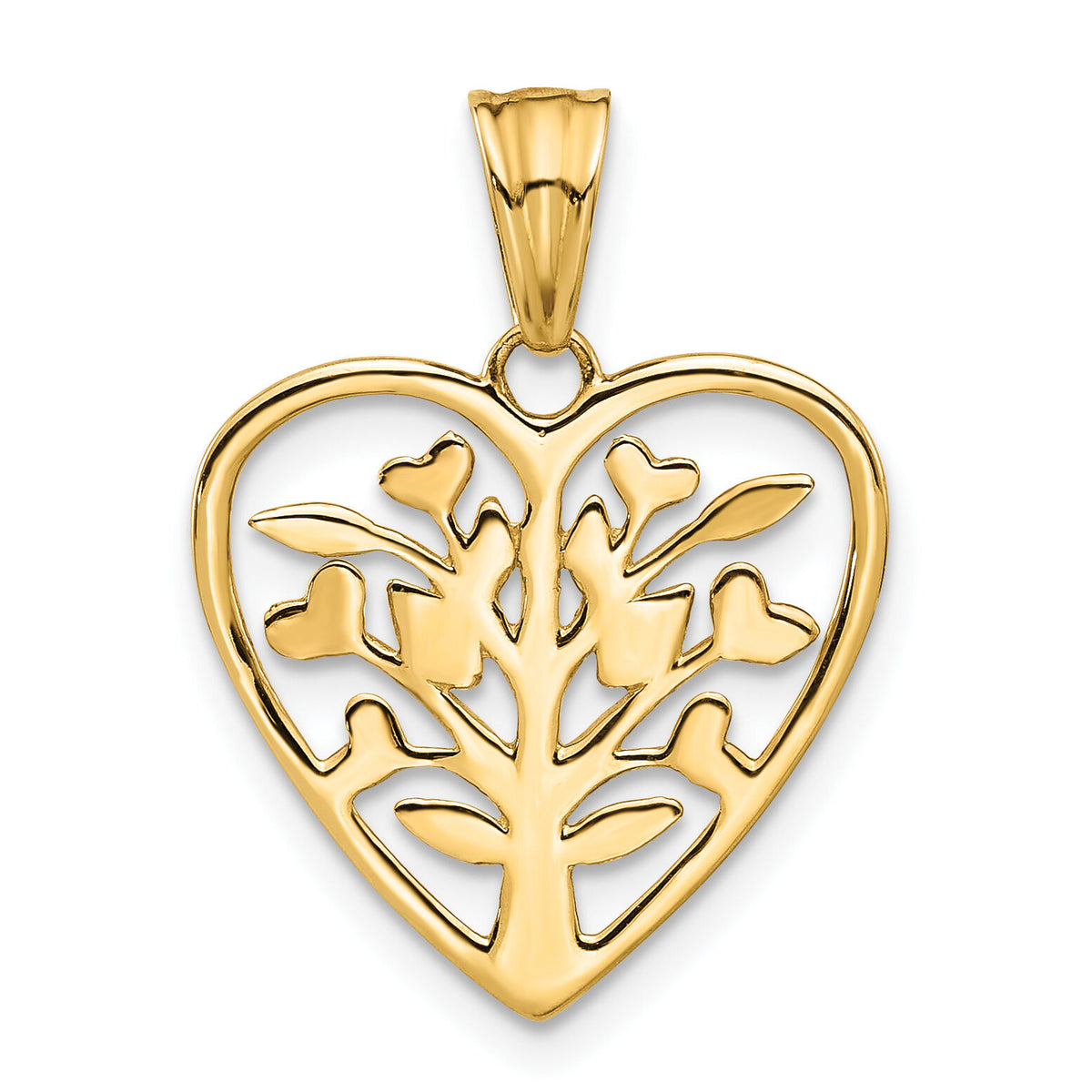 14K Rose-plated and White Rhodium Diamond-cut Branches in Heart Pendant-C4850