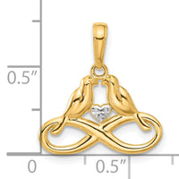14K and White Rhodium D/C Infinity Love Birds Pendant-C4851