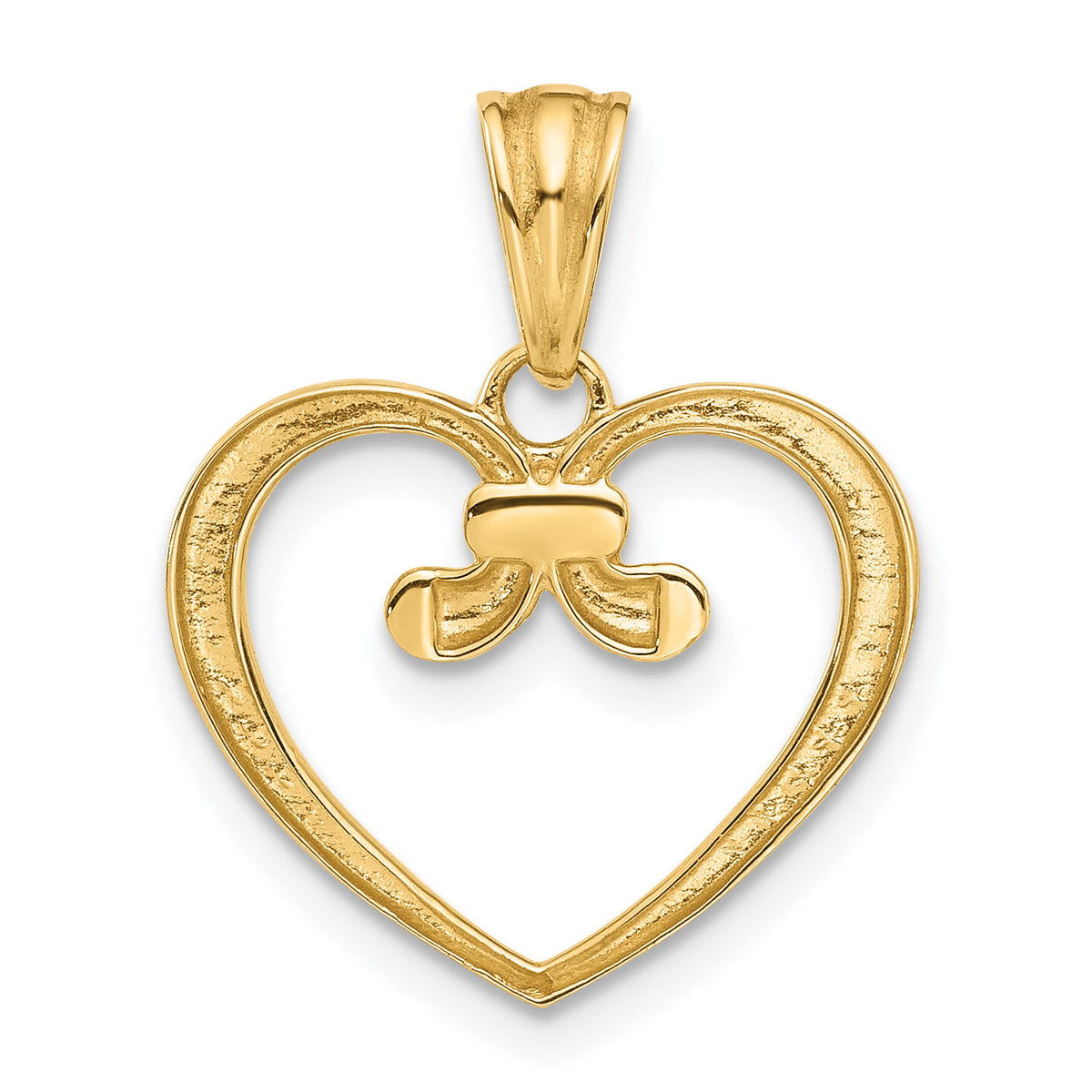 14K and White Rhodium Diamond-cut Heart Pendant-C4854