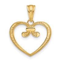 14K and White Rhodium Diamond-cut Heart Pendant-C4854