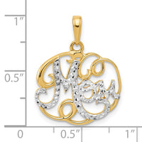 14k and White Rhodium D/C Mom in Fancy Pendant-C4855