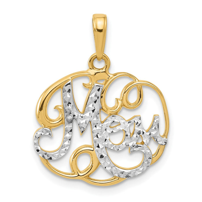 14k and White Rhodium D/C Mom in Fancy Pendant-C4855