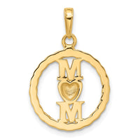 14k and White Rhodium D/C Heart Mom Pendant-C4856