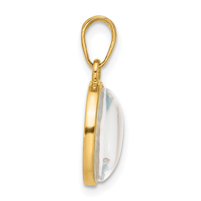 14K Polished with Blue Enamel and Clear Epoxy Resin It's A Boy Pendant-C4859