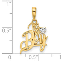 14k and White Rhodium D/C Heart It's A Boy Pendant-C4861