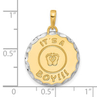14k and White Rhodium D/C It's A Boy Pendant-C4863